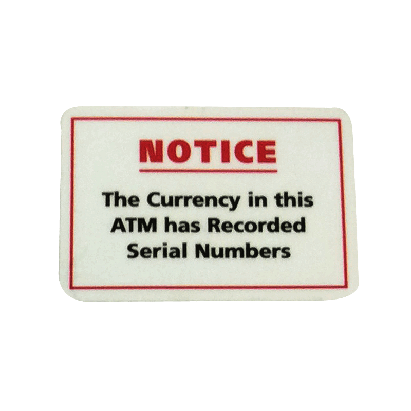 ATM Decal - Currency Recorded Serial Numbers