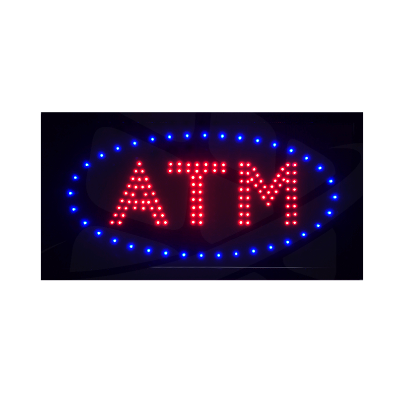 ATM LED Sign - Red ATM Blue Halo