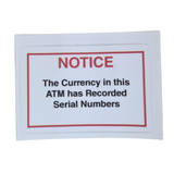 ATM Decal - Currency Recorded Serial Numbers