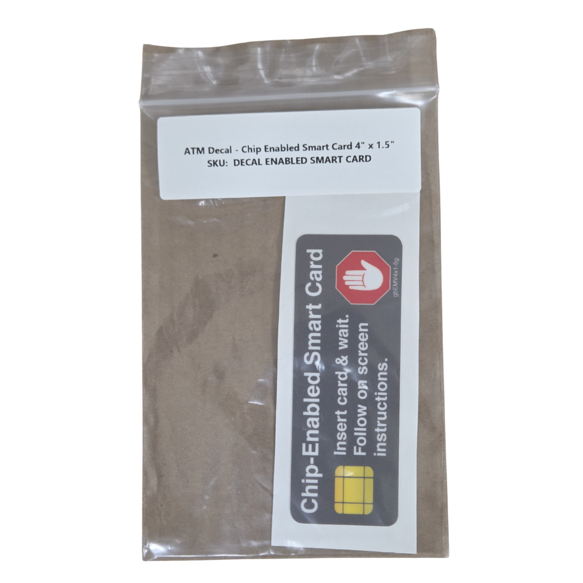 Calcomanía para cajero automático: tarjeta inteligente con chip de 4" x 1,5"