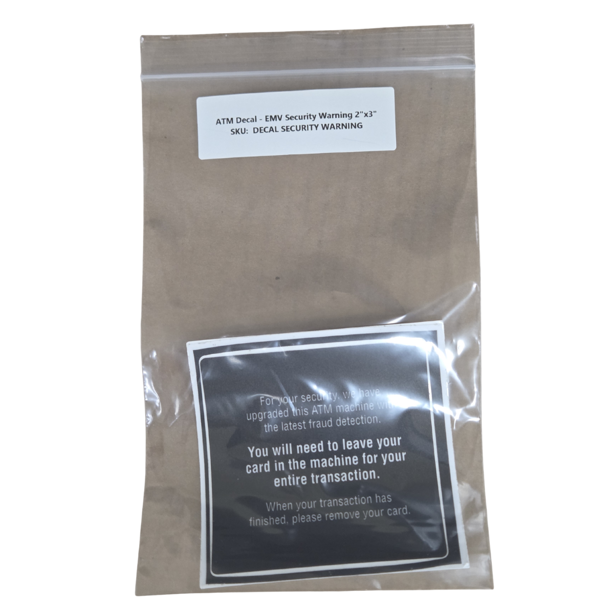 Calcomanía de cajero automático - Advertencia de seguridad EMV 2"x3"