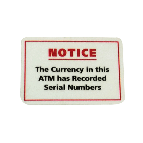 ATM Decal - Currency Recorded Serial Numbers